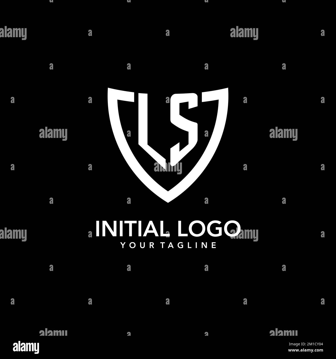 Logo iniziale con monogramma LS con icona a scudo pulita e moderna ispirazione per il design Illustrazione Vettoriale