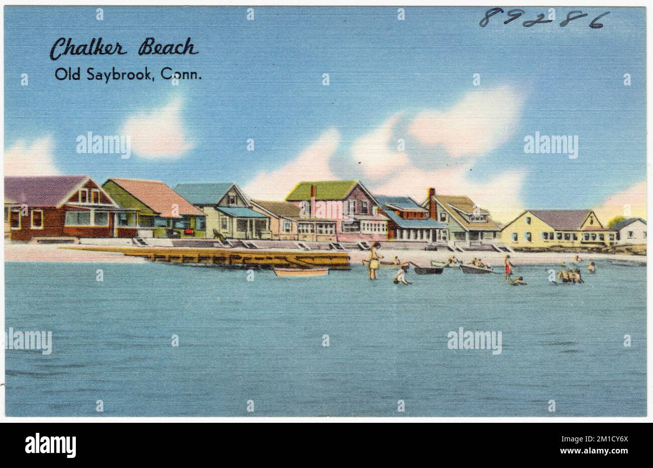 Chalker Beach, Old Saybrook, Conn , Spiagge, Tichnor Brothers Collection, cartoline degli Stati Uniti Foto Stock