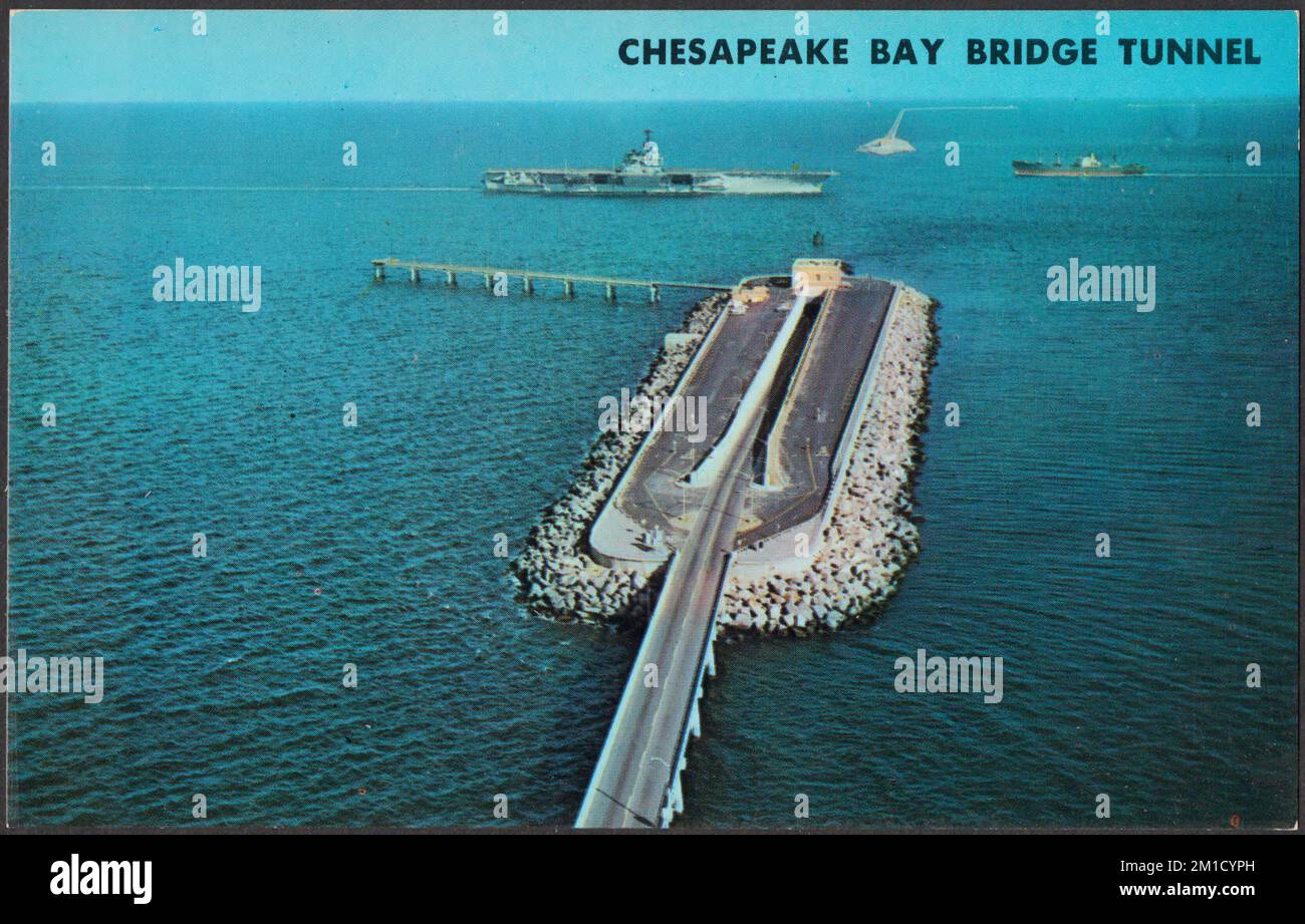Chesapeake Bay Bridge Tunnel, Bridges, Tichnor Brothers Collection, cartoline degli Stati Uniti Foto Stock