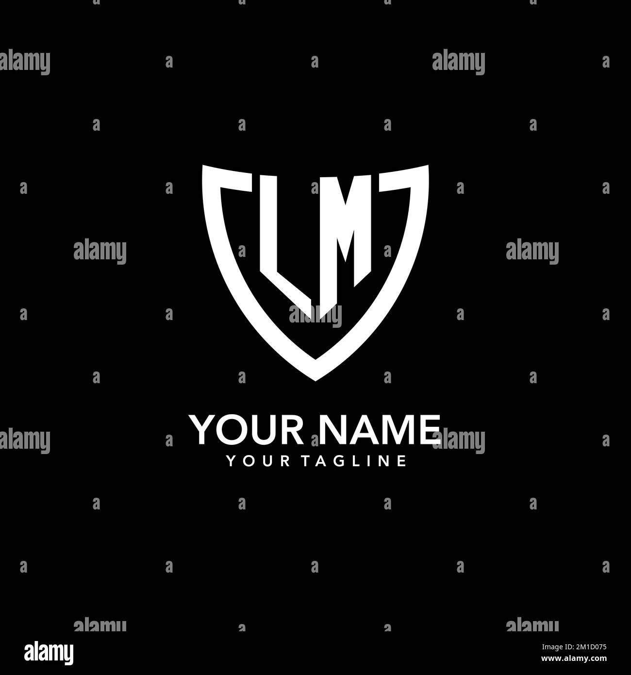 LM monogramma logo iniziale con pulito scudo moderno icona ispirazione design Illustrazione Vettoriale