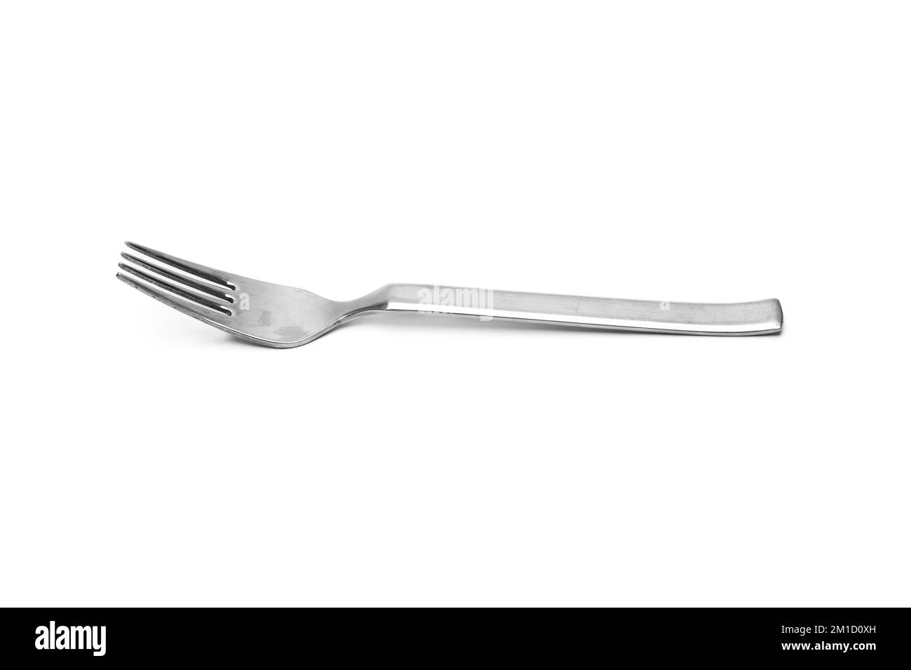 Forchetta usata in casa su sfondo bianco isolato Foto Stock