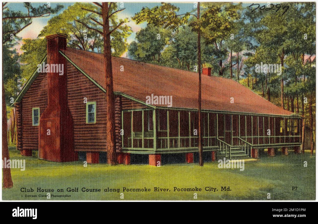 Club house sul campo da golf lungo il fiume Pocomoke, Pocomoke City, Md. , Strutture delle organizzazioni, Tichnor Brothers Collection, cartoline degli Stati Uniti Foto Stock