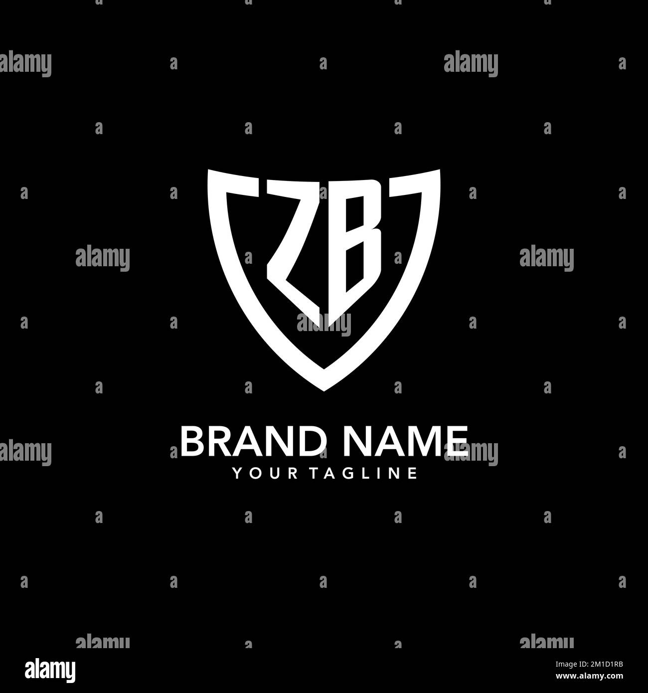ZB monogramma logo iniziale con pulito moderno scudo icona ispirazione design Illustrazione Vettoriale