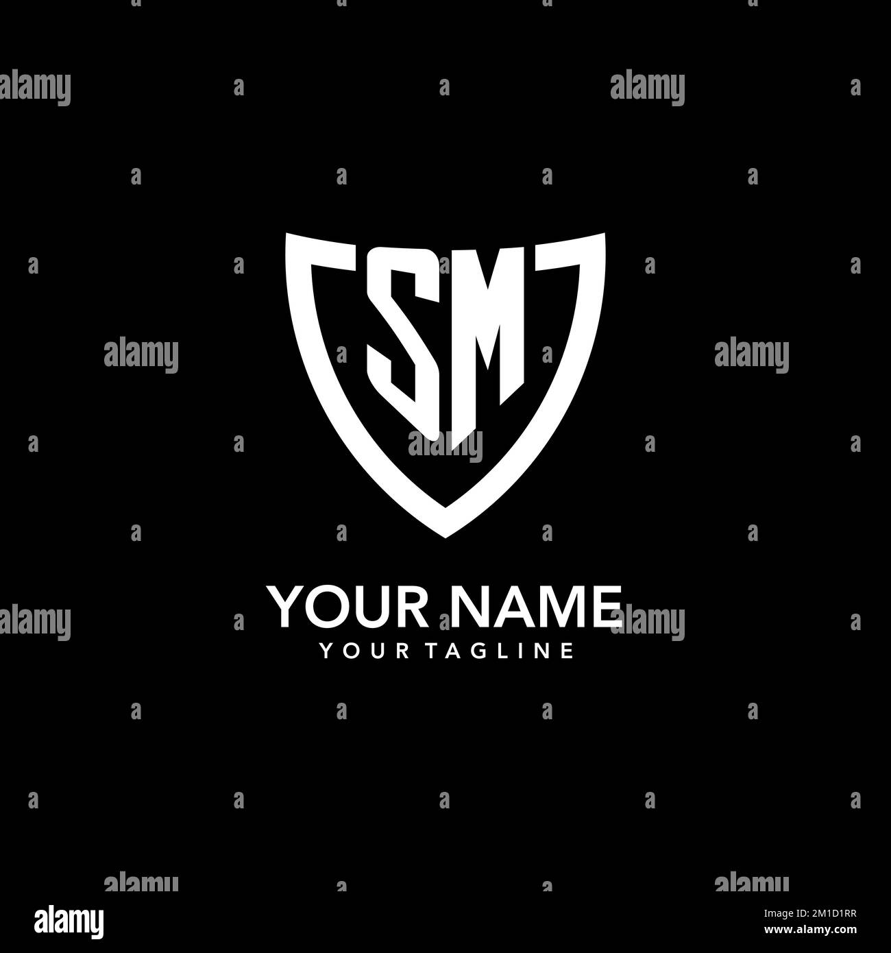 SM monogramma logo iniziale con pulito scudo moderno icona ispirazione design Illustrazione Vettoriale