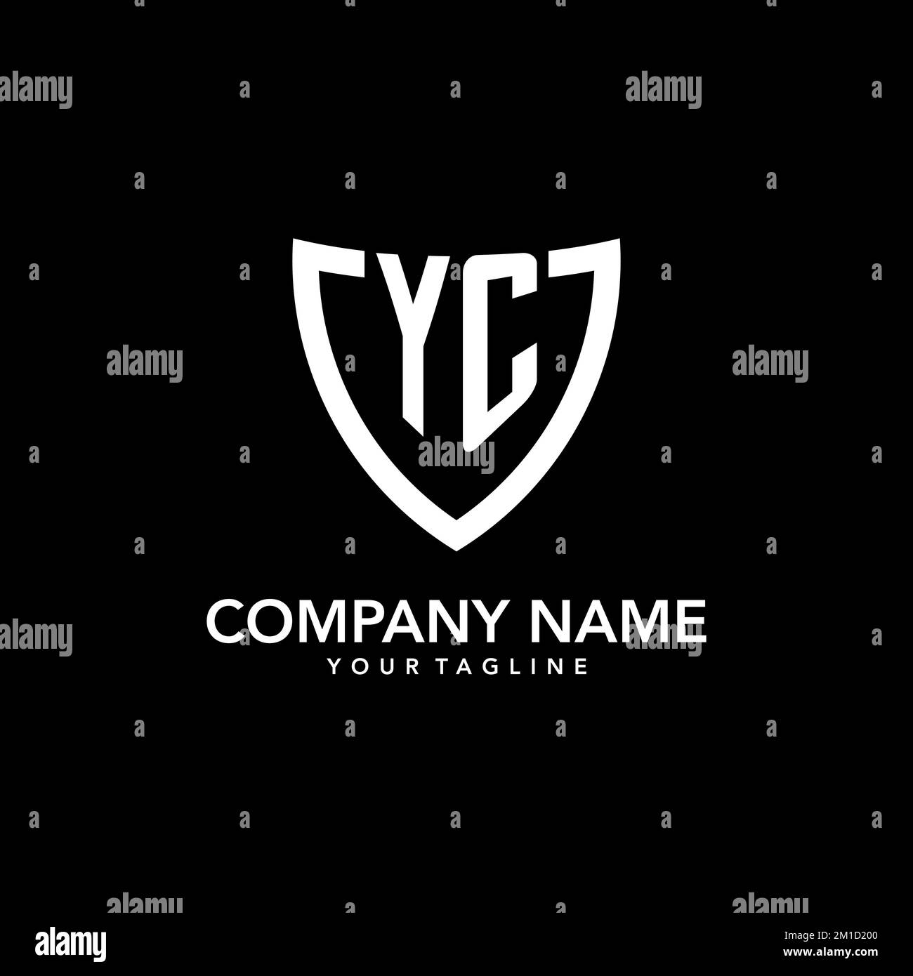 Logo iniziale del monogramma YC con un'icona pulita e moderna dello scudo ispirata al design Illustrazione Vettoriale