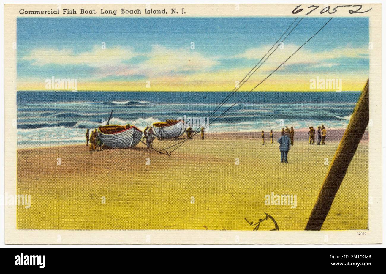 Barca di pesce commerciale, Long Beach Island, N. J., spiagge, barche, Tichnor Brothers Collection, cartoline degli Stati Uniti Foto Stock