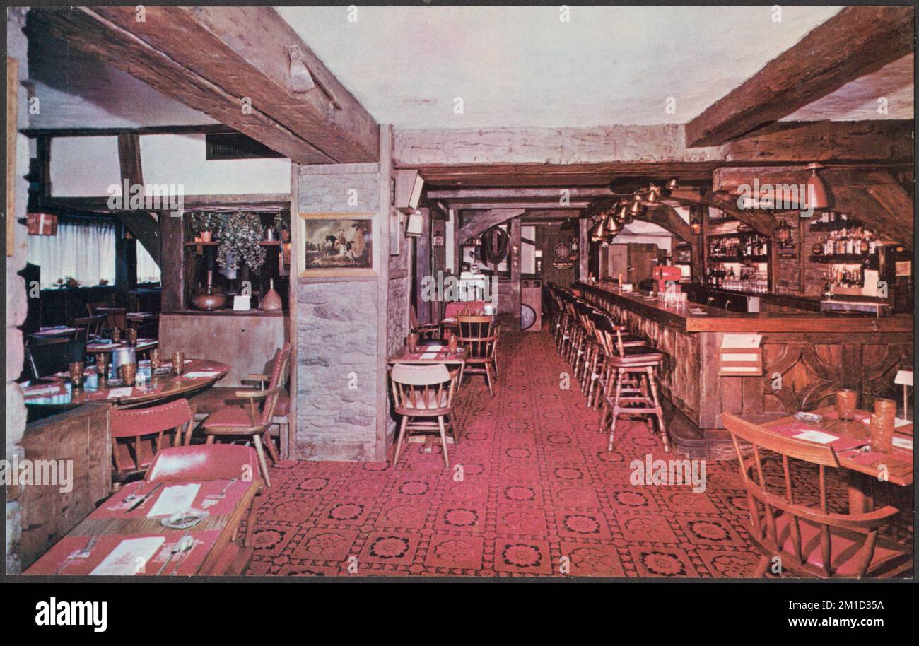 Compagnia conviviale, cocktail king-size, panini sostanziosi, una tazza di birra e buona amicizia sono ingredienti per il divertimento presso l'Old London Pub & Grille , Hotels, Restaurants, Tichnor Brothers Collection, cartoline degli Stati Uniti Foto Stock