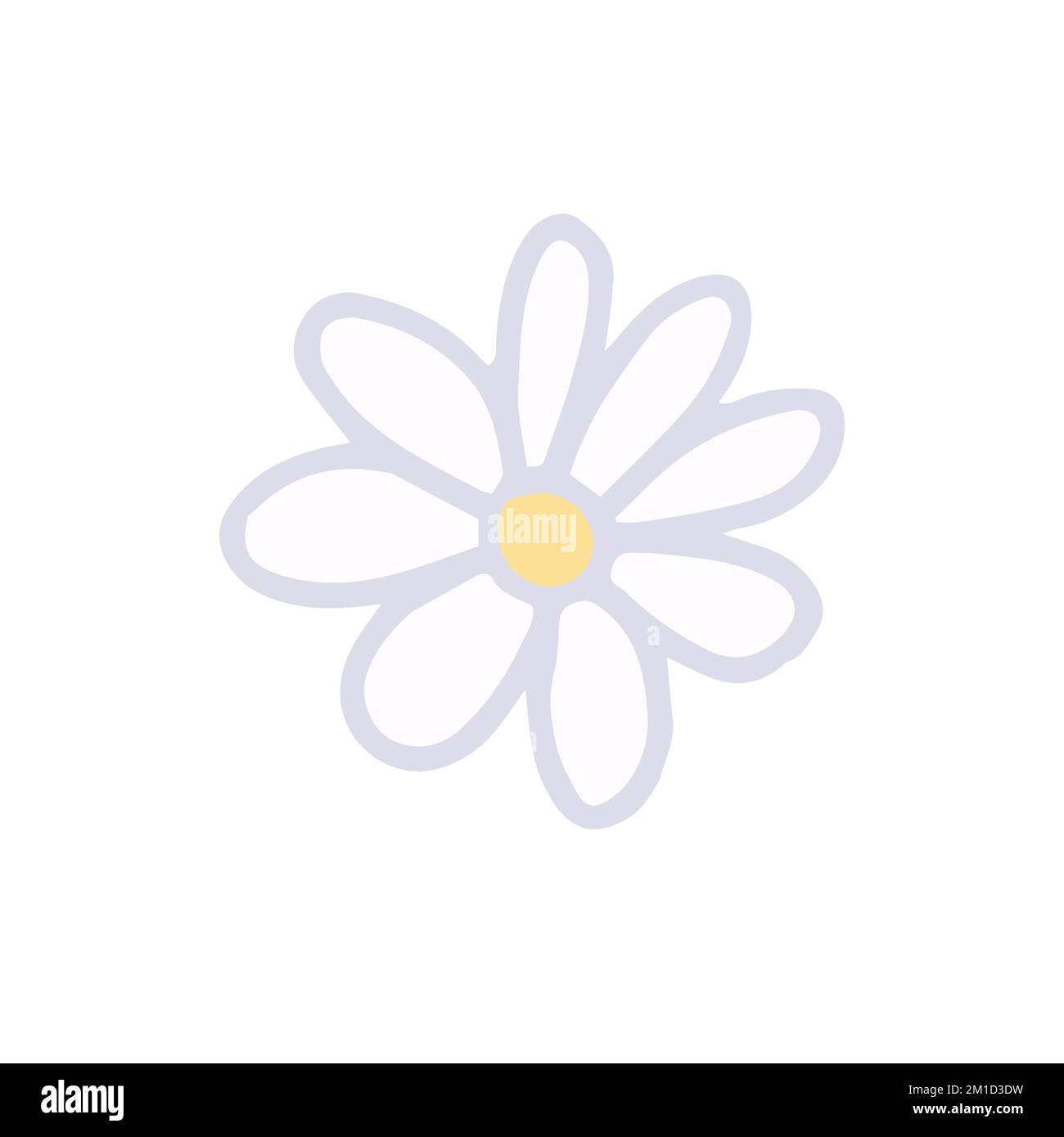 Disegno a mano carino clip isolato illustrazione di un fiore di camomilla con otto petali Illustrazione Vettoriale