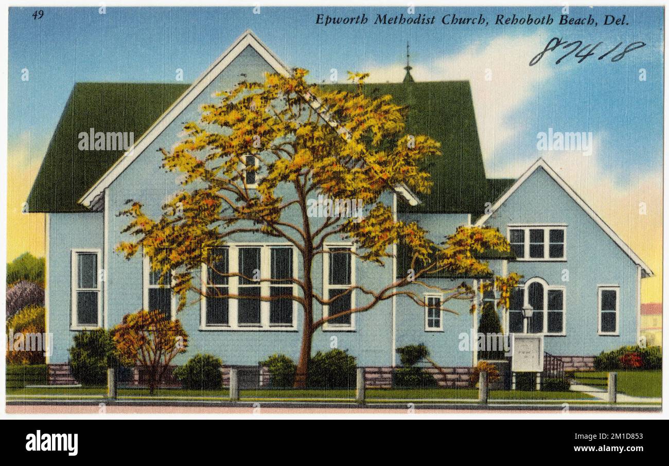 Chiesa Metodista EPWORTH, Rehoboth Beach, del. , Chiese, Tichnor Brothers Collection, cartoline degli Stati Uniti Foto Stock