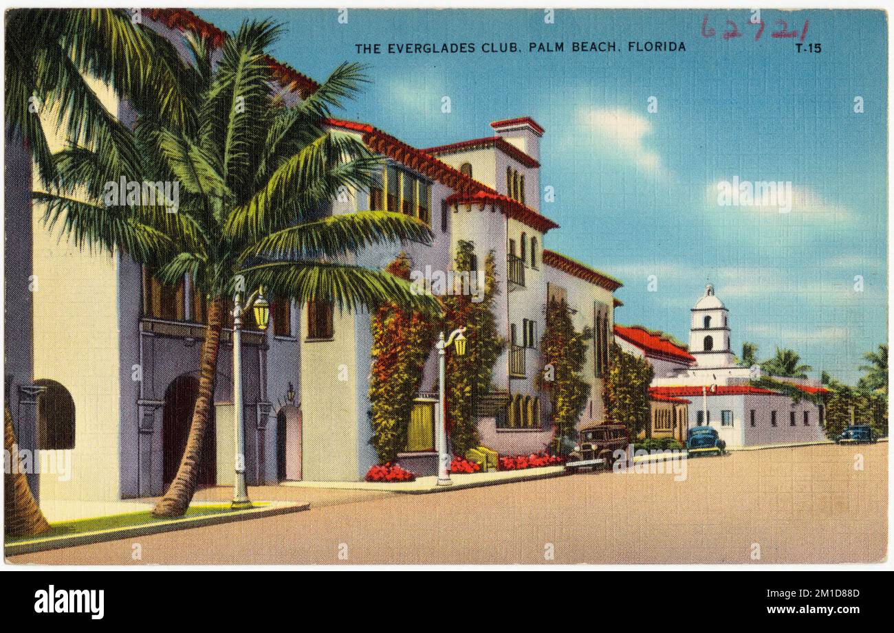 The Everglades Club, Palm Beach, Florida, strutture delle organizzazioni, Tichnor Brothers Collection, Cartoline degli Stati Uniti Foto Stock