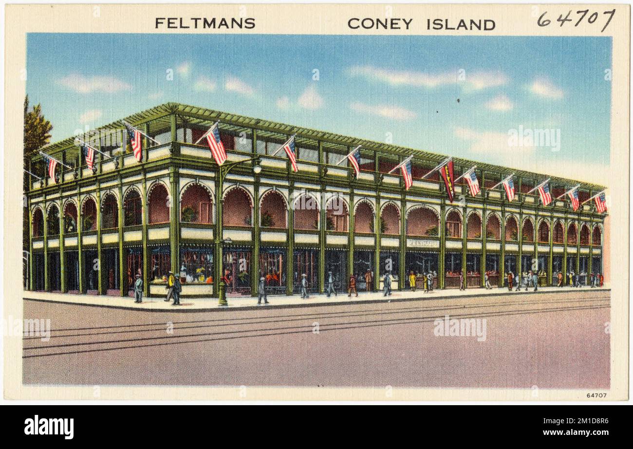 Feltmans, Coney Island , ristoranti, Tichnor Brothers Collection, cartoline degli Stati Uniti Foto Stock