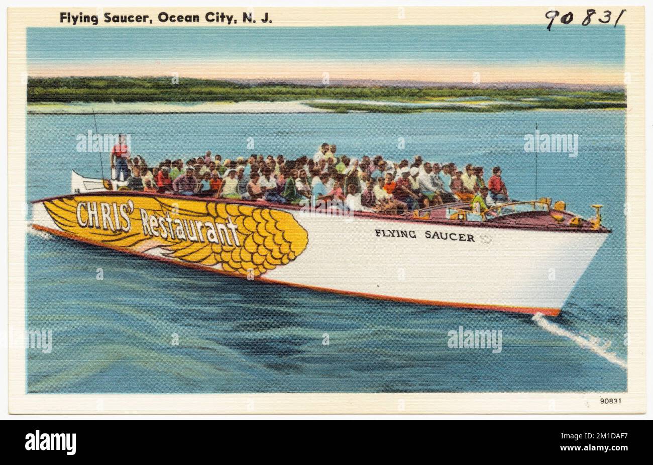 Flying Saucer, Ocean City, N. J. , Barche, Mare, Tichnor Brothers Collection, cartoline degli Stati Uniti Foto Stock