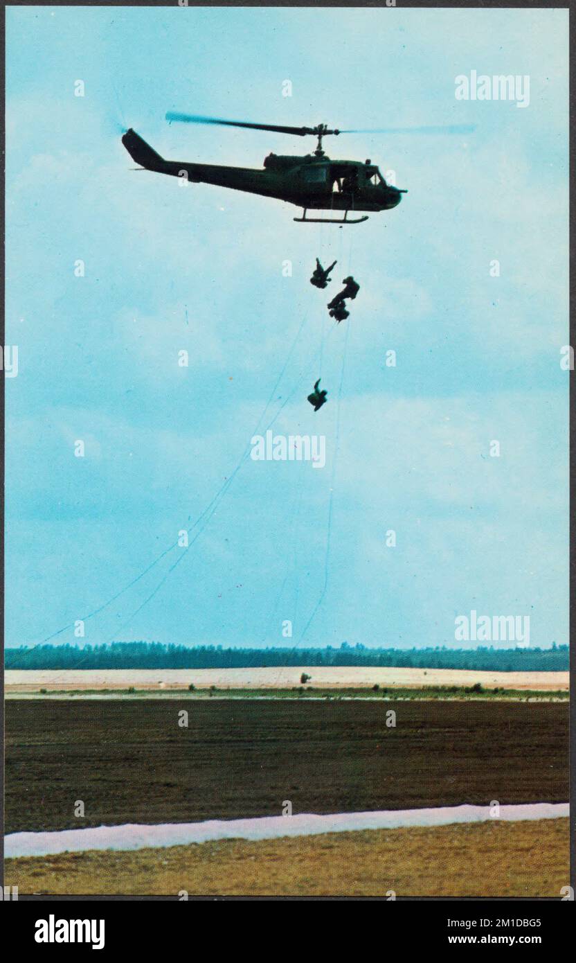 Fort Bragg, North Carolina, Elicotteri, Tichnor Brothers Collection, cartoline degli Stati Uniti Foto Stock