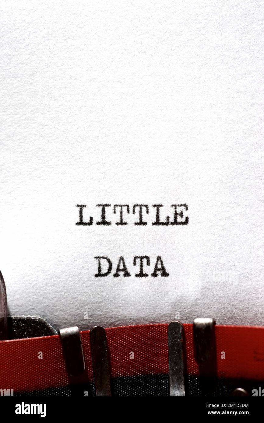 Piccola frase di dati scritta con una macchina da scrivere. Foto Stock
