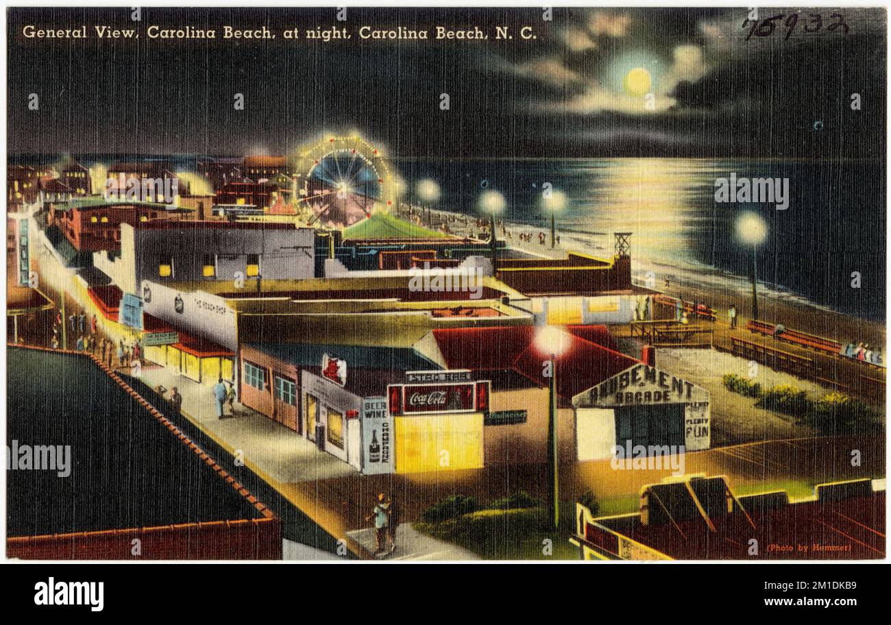 Vista generale, Carolina Beach, di notte, Carolina Beach, N. C. , Città e paesi, Tichnor Brothers Collection, cartoline degli Stati Uniti Foto Stock