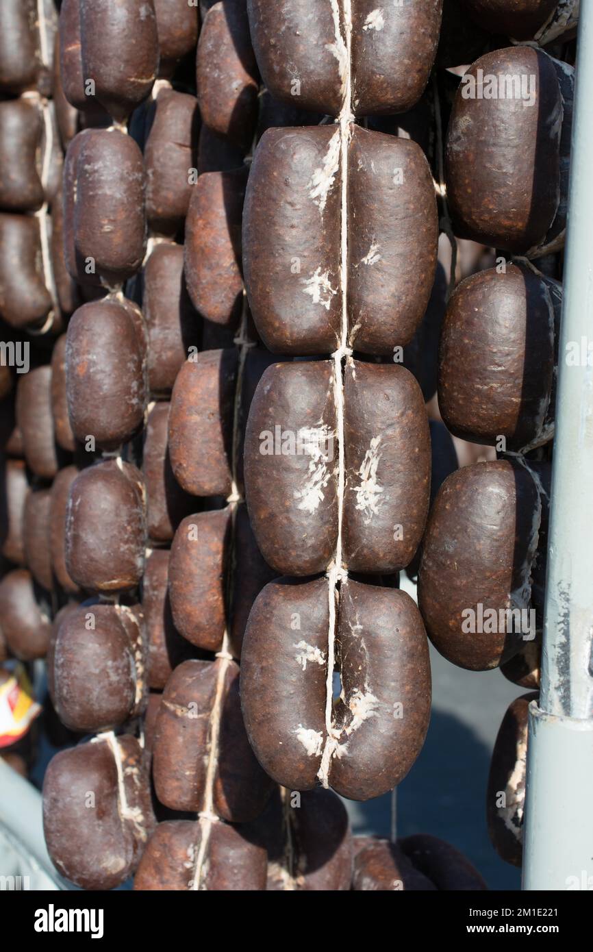 Tradizionale stile turco salsiccia secca in vista Foto Stock