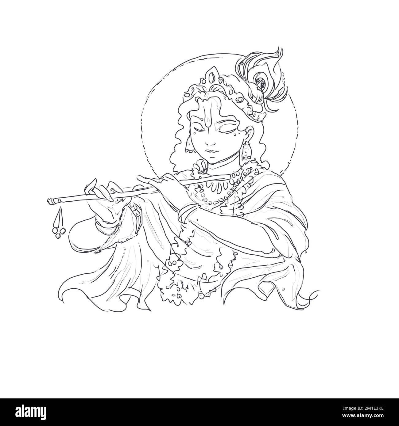 Illustrazione di Lord Krishna in felice Janmashtami festival dell'India Foto Stock