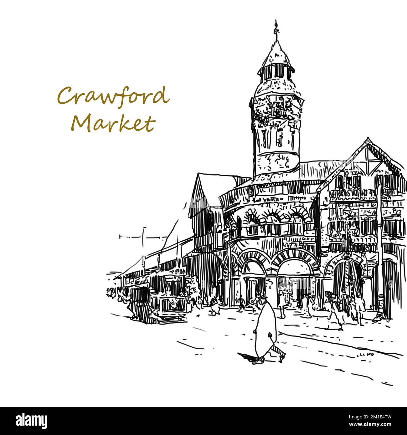 Uno dei mercati più antichi e più popolari di Mumbai - mercato di Crawford anche conosciuto come Mahatma Jyotiba Phule Mandai illustrazione, edifici & Architetti Foto Stock
