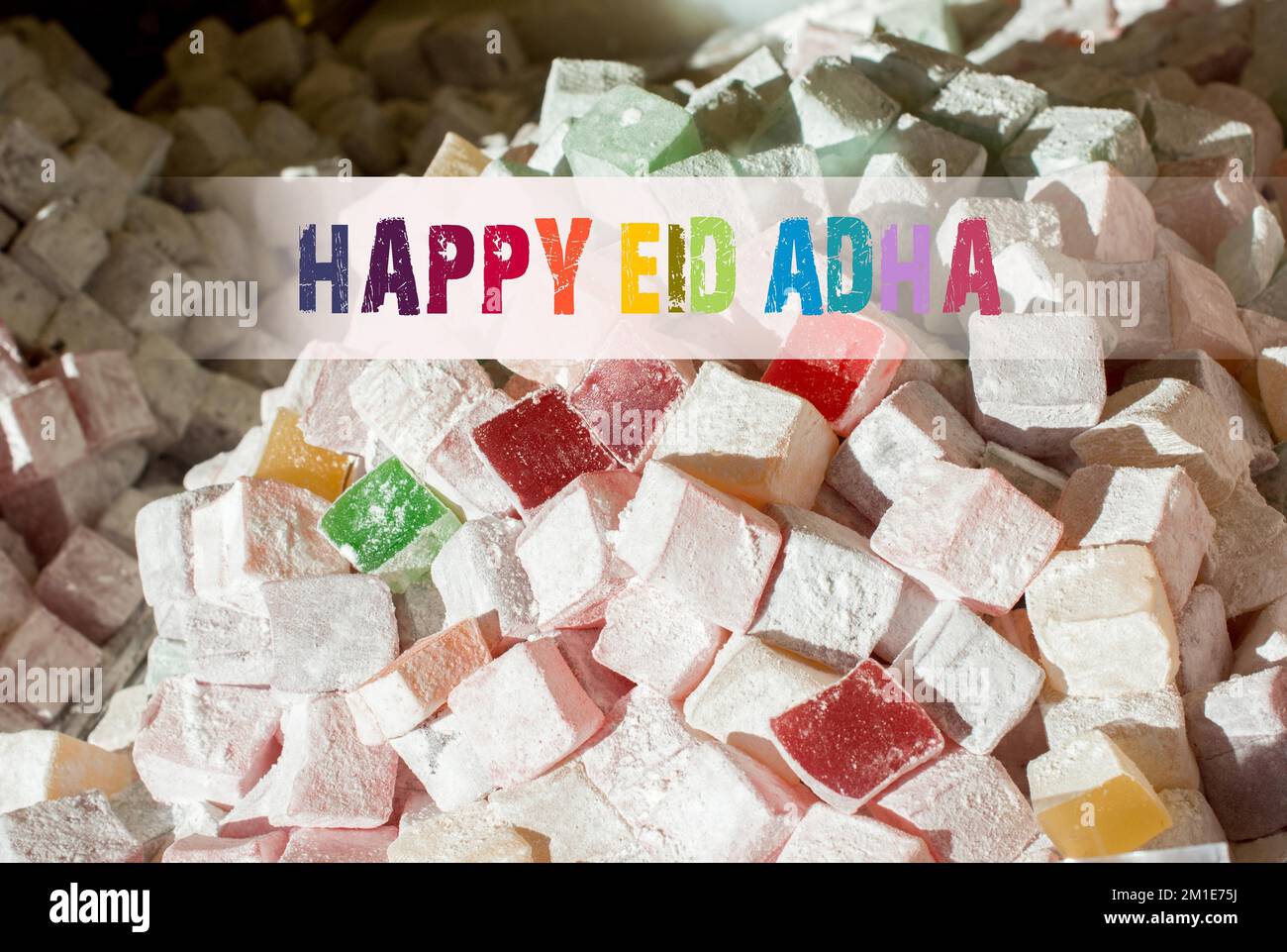 Vacanza musulmana festival di sacrificio, Felice Eid al-Adha mubarak formulazione Foto Stock