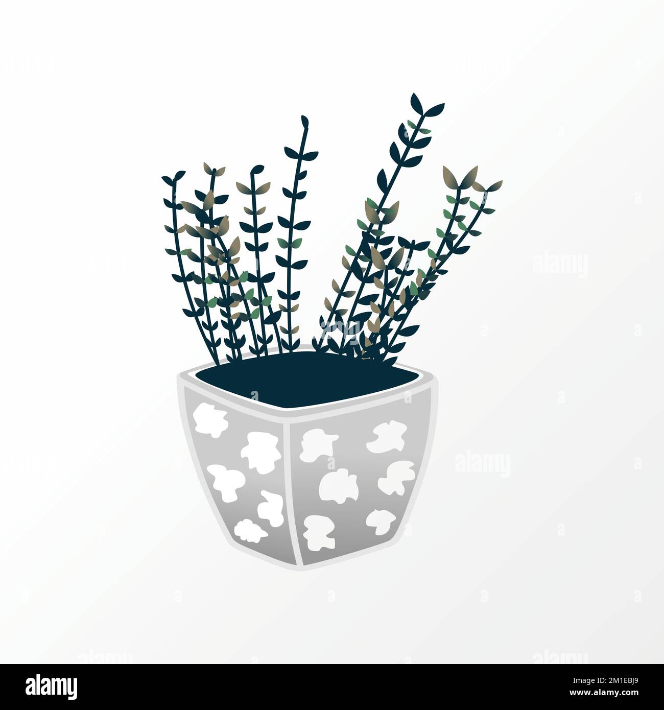 Pianta botanica ornamentale in vaso immagine grafica icona logo design astratto concetto stock vettoriale. Può essere utilizzato come simbolo correlato alla natura o all'interno Illustrazione Vettoriale