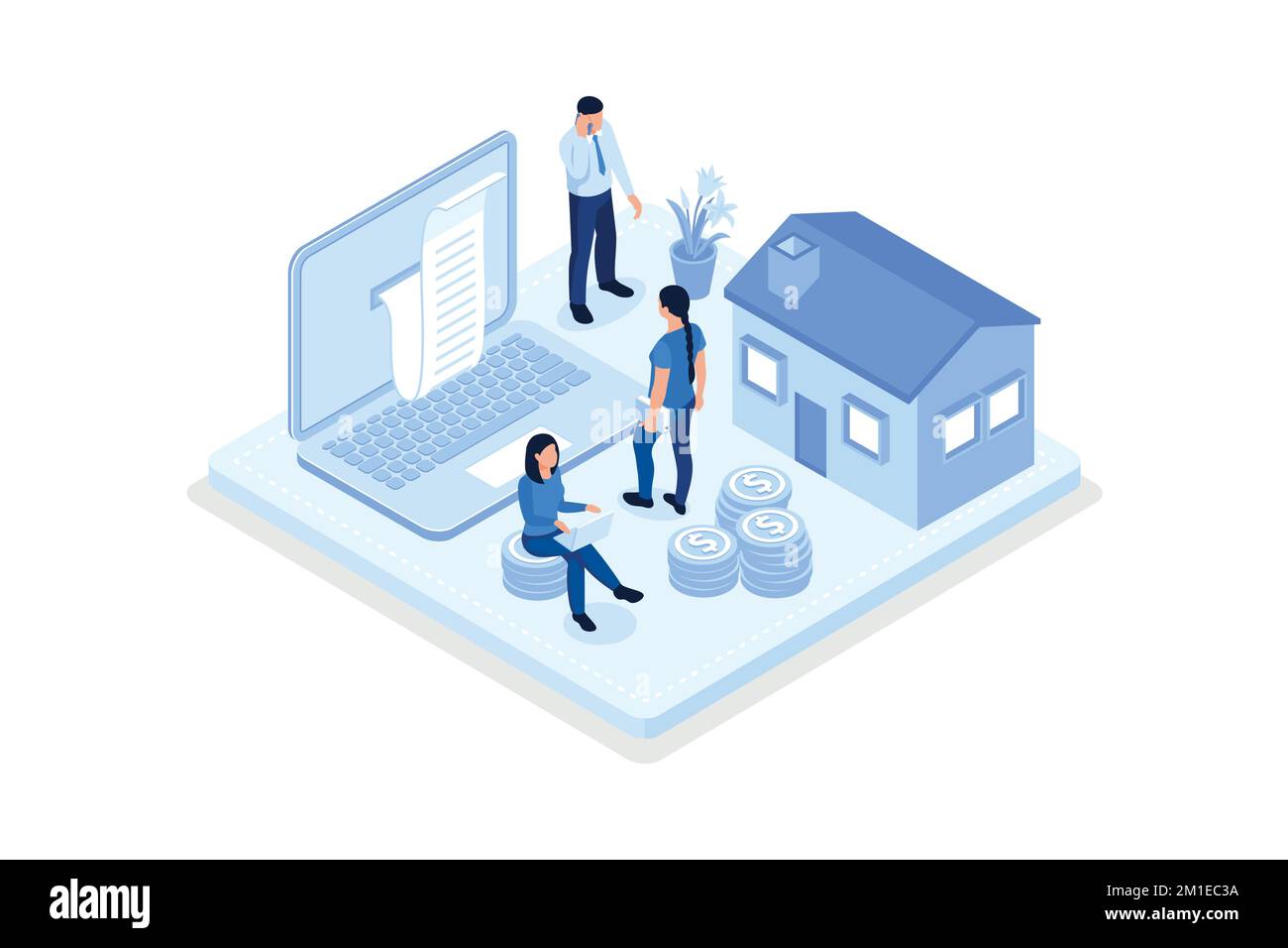 Gestione finanziaria, finanza personale, prestiti e concetto di debito, vettore isometrico illustrazione moderna Illustrazione Vettoriale