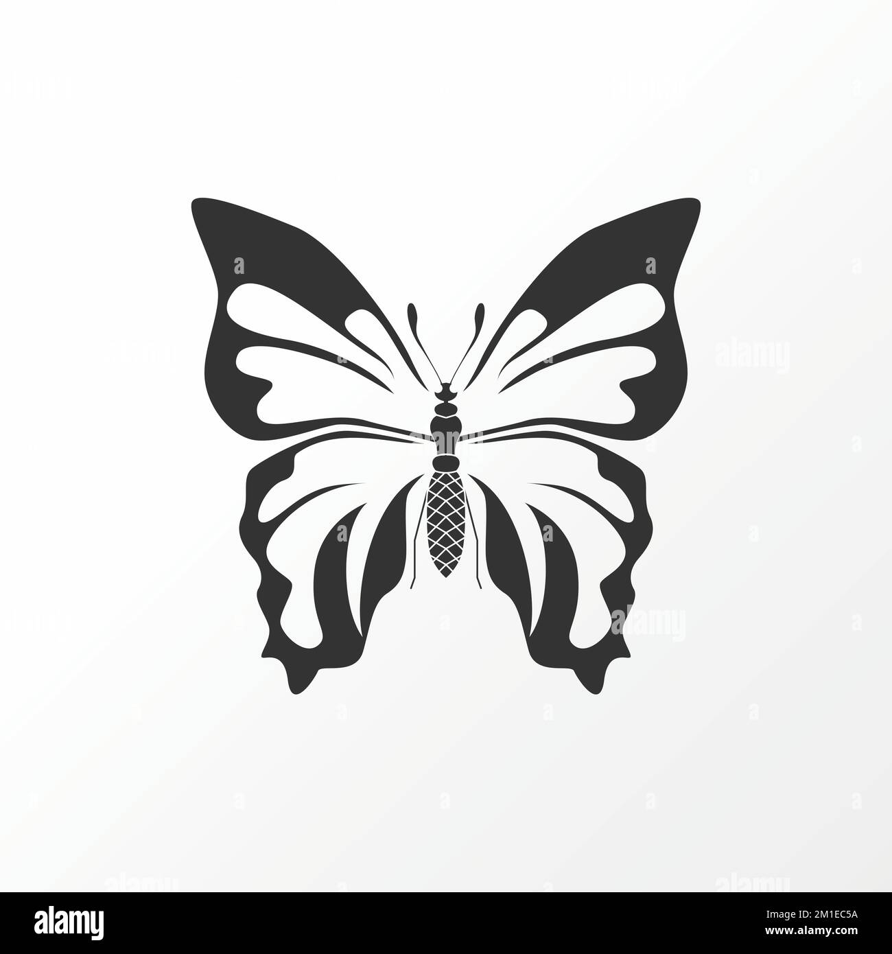 Ali artistiche e corpo farfalla immagine grafica icona logo design astratto concetto stock vettoriale. Può essere usato come simbolo relativo ad animale o monogramma Illustrazione Vettoriale