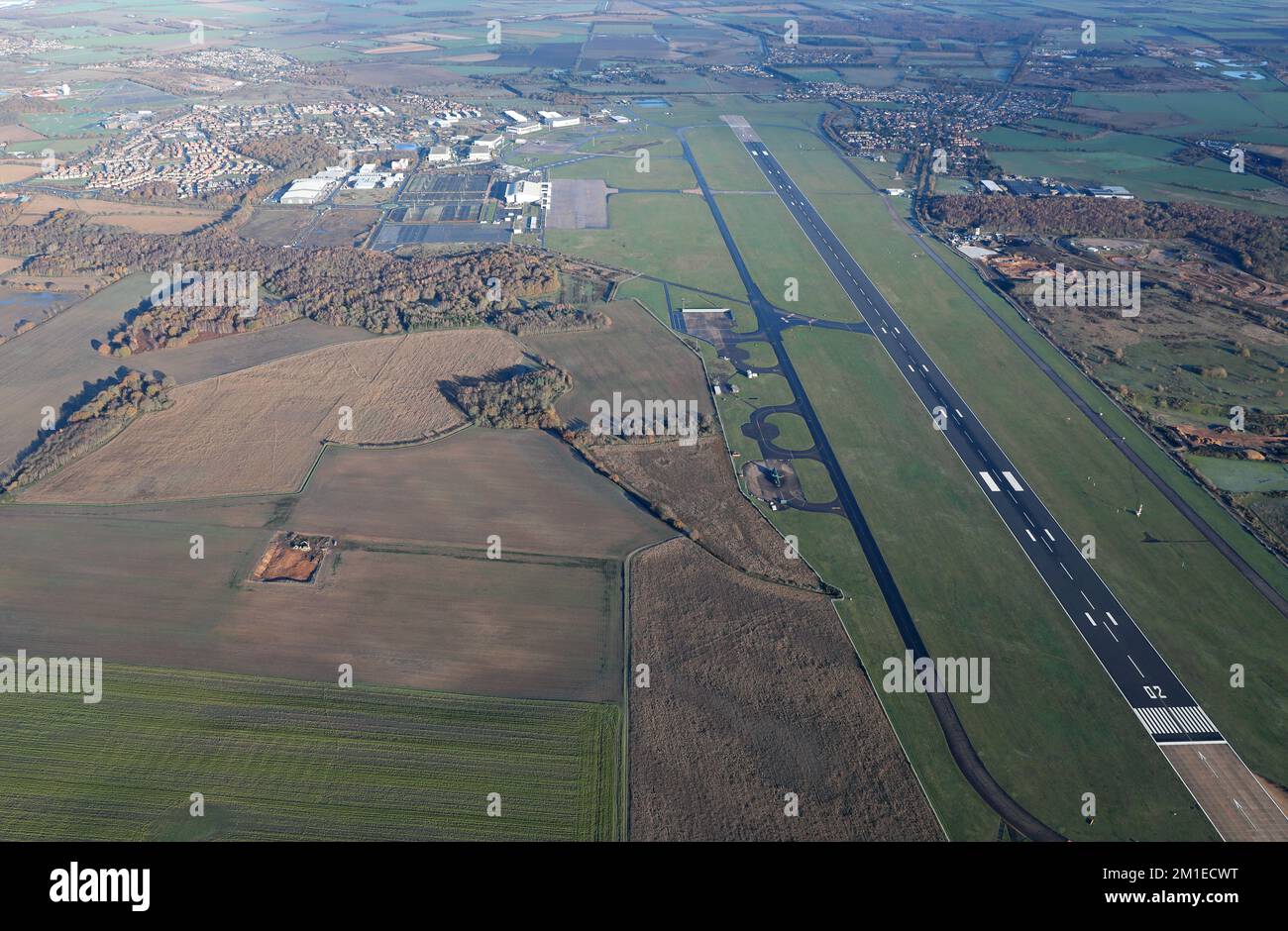 Veduta aerea dell'aeroporto di Doncaster Sheffield, ora chiuso, nel dicembre 2022 Foto Stock