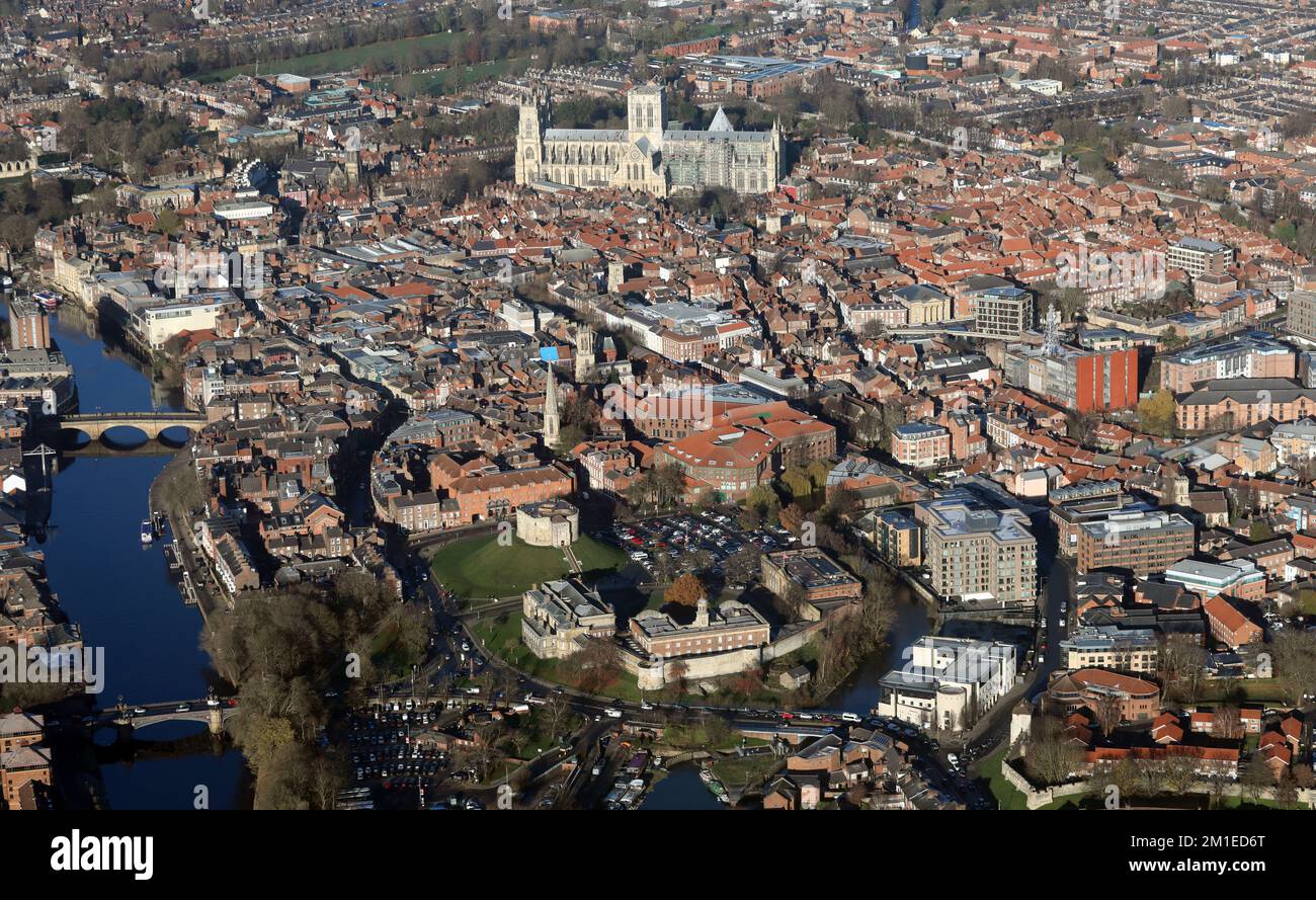 Veduta aerea del centro di York nel dicembre 2022 Foto Stock