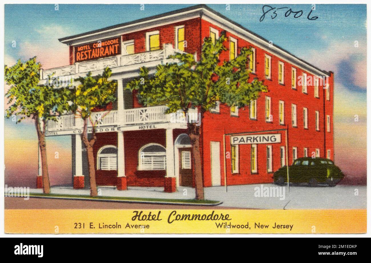 Hotel Commodore, 231 E. Lincoln Avenue, Wildwood, New Jersey , Alberghi, Tichnor Brothers Collection, Cartoline degli Stati Uniti Foto Stock
