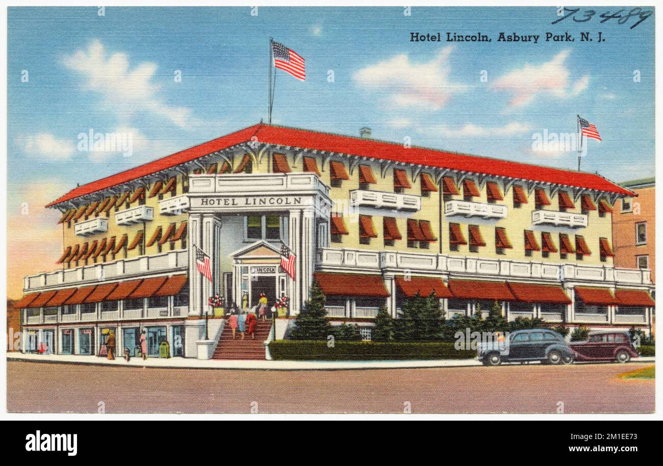 Hotel Lincoln, Asbury Park, N. J. Alberghi, Tichnor Brothers Collection, Cartoline degli Stati Uniti Foto Stock