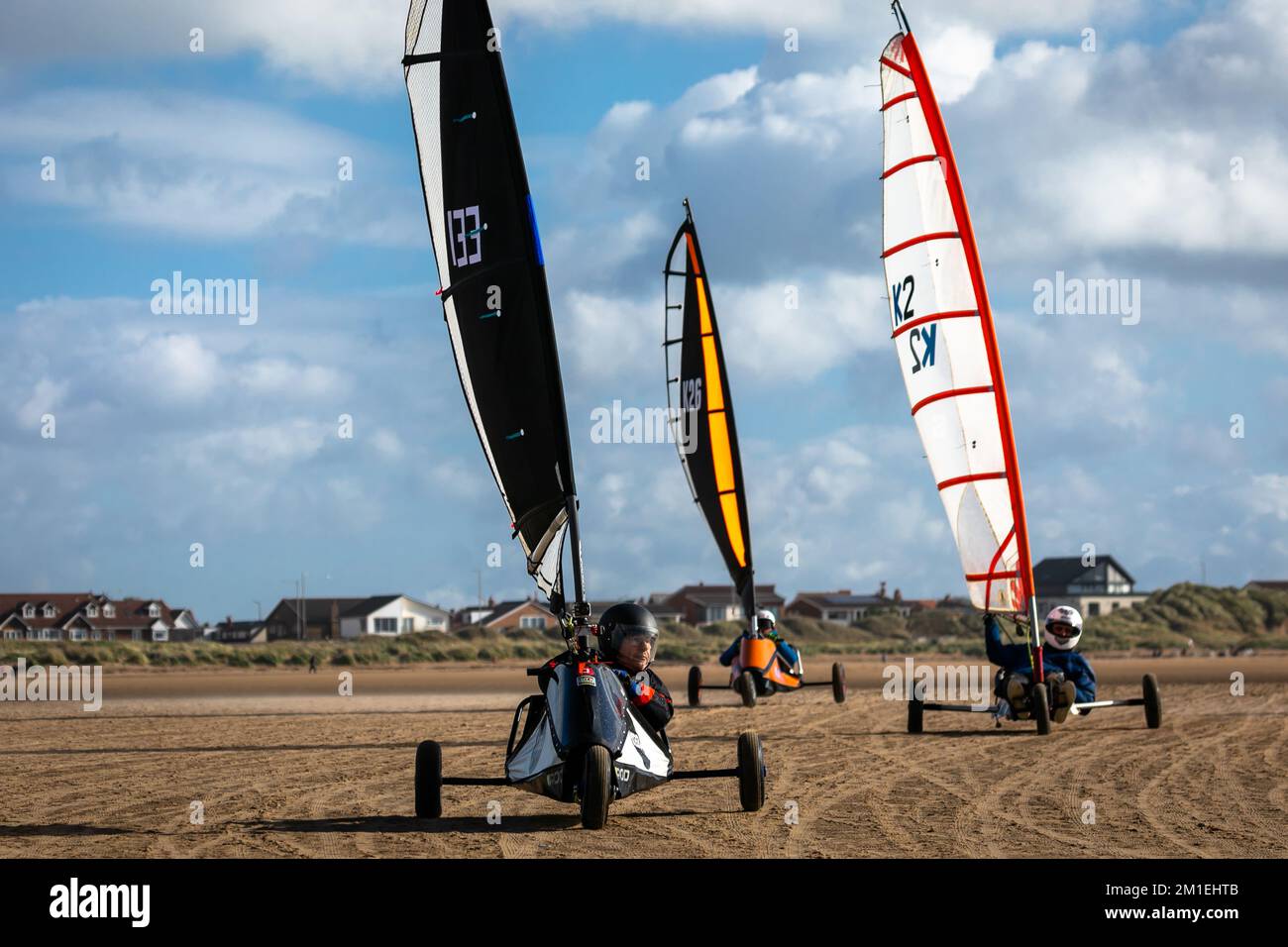 Sand Yacht Regatta a Lytham St Annes Ottobre 2022 Foto Stock