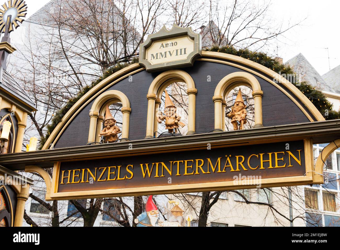 Porta d'ingresso al mercato di Natale di Colonia a Colonia, Koln, Germania Foto Stock
