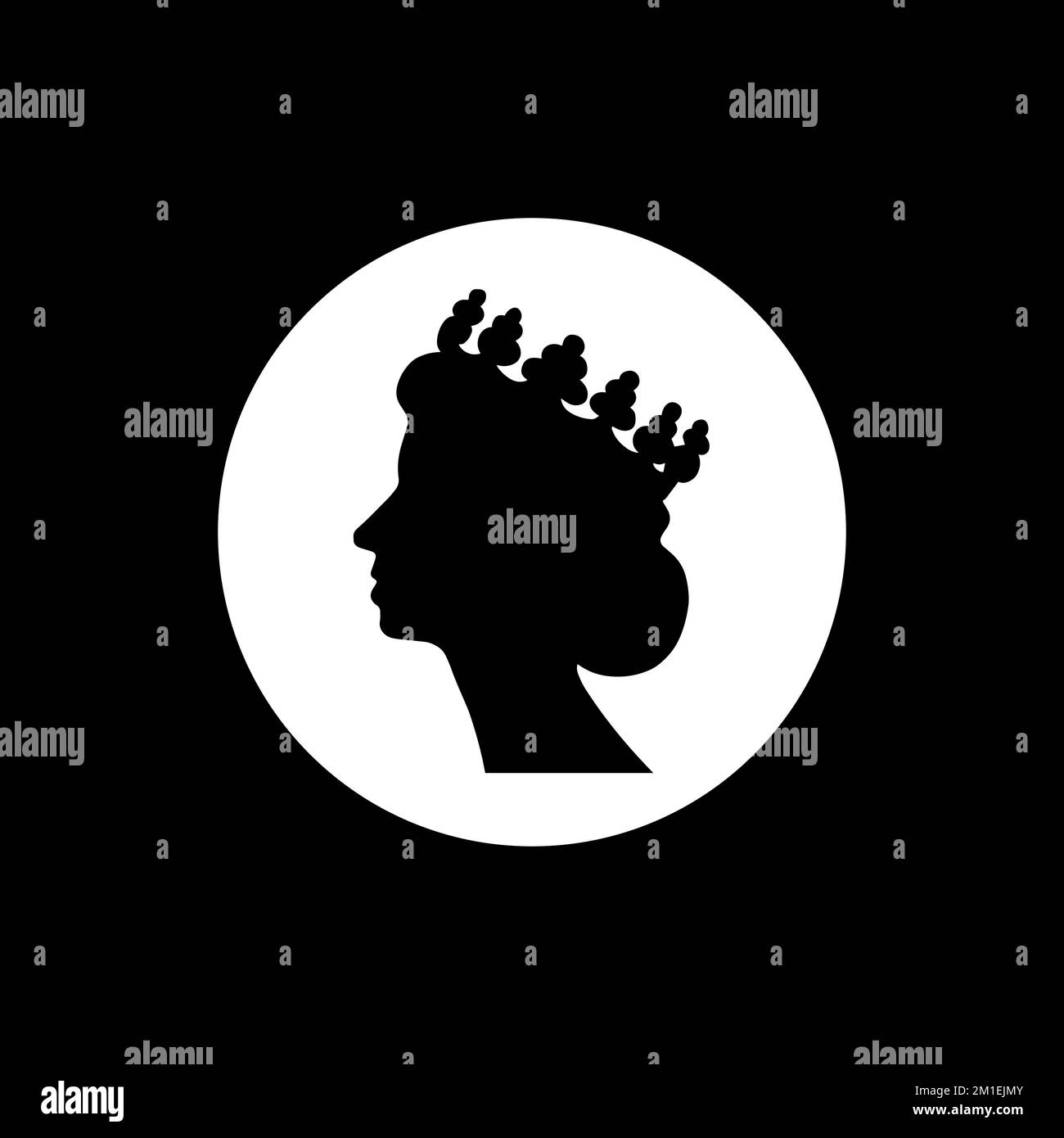 Silhouette nera vettoriale della regina Elisabetta Illustrazione Vettoriale