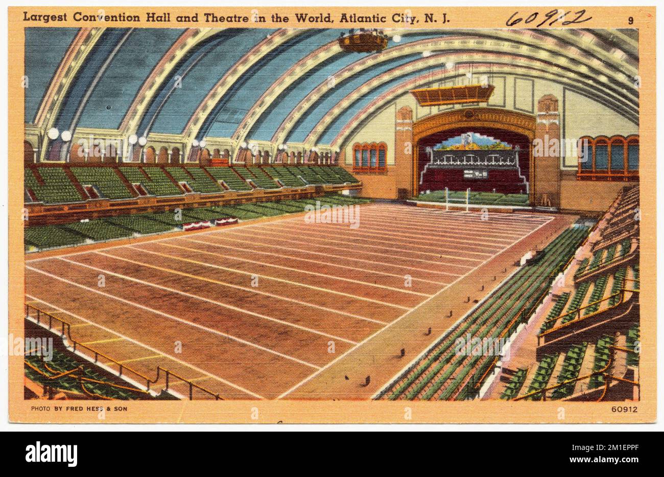 La più grande sala convegni e teatro del mondo, Atlantic City, N. J., strutture commerciali, strutture sportive e ricreative, Tichnor Brothers Collection, cartoline degli Stati Uniti Foto Stock
