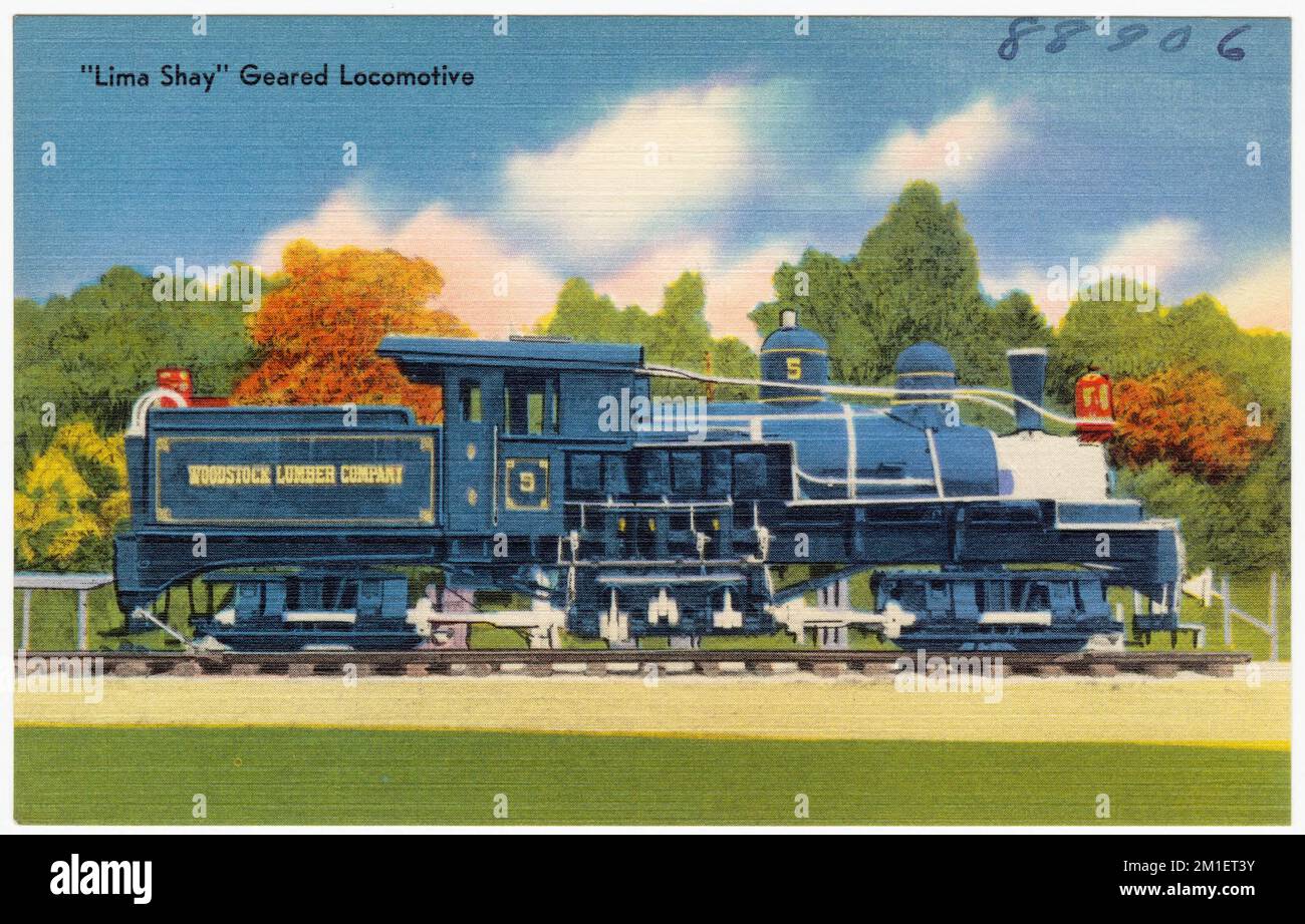 'Lima Shay' Locomotiva ad ingranaggi, Tichnor Brothers Collection, cartoline degli Stati Uniti Foto Stock