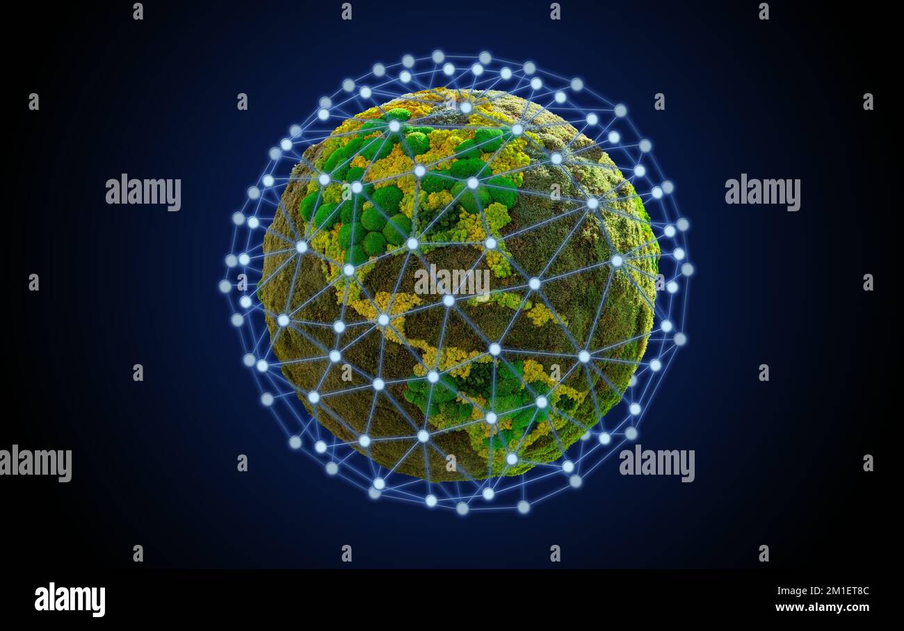 Pianeta Terra in rete internet e cyberspazio. Concetto. Foto Stock
