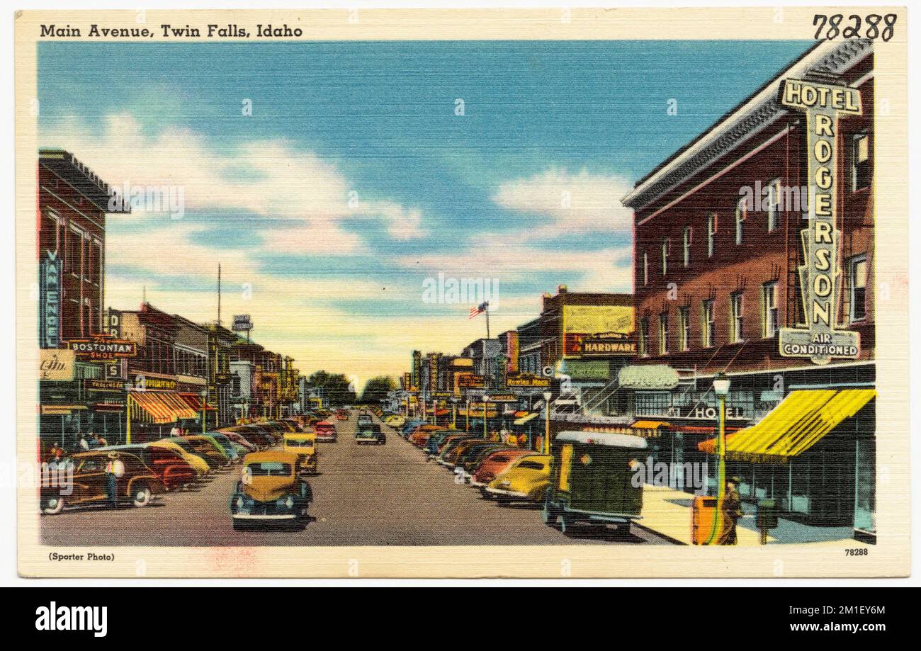 Main Avenue, Twin Falls, Idaho , Città & Villaggi, Tichnor Brothers Collection, Cartoline degli Stati Uniti Foto Stock