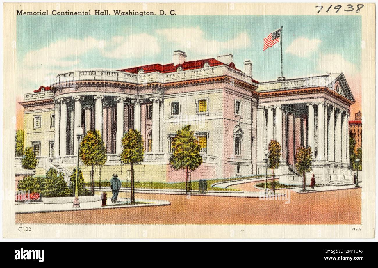 Memorial Continental Hall, Washington, D. C., strutture governative, Tichnor Brothers Collection, Cartoline degli Stati Uniti Foto Stock