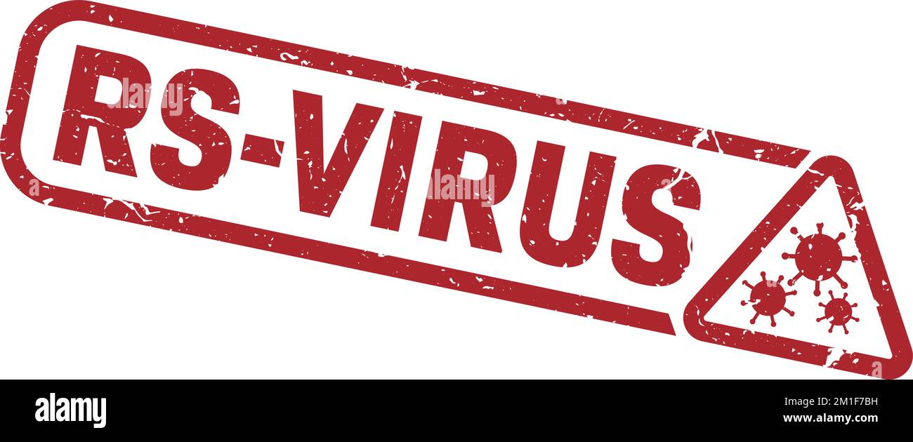 Etichetta o cartello di avvertimento del virus respiratorio sinciziale RSV grungy rosso, illustrazione del vettore Illustrazione Vettoriale
