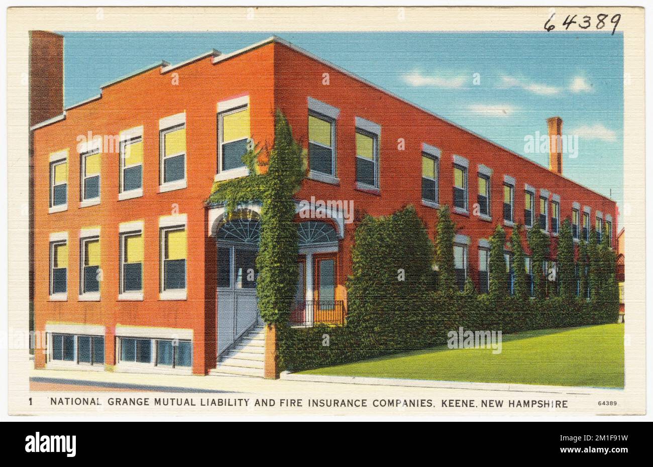 National Grange Mutual Liability and Fire Insurance Companies. Keene, New Hampshire, strutture commerciali, Tichnor Brothers Collection, cartoline degli Stati Uniti Foto Stock
