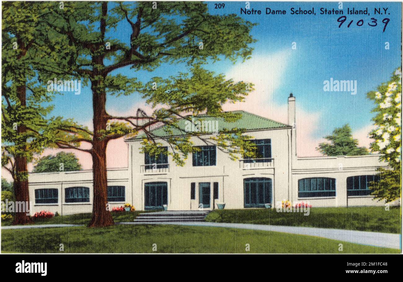 Scuola di Notre Dame, Staten Island, N. Y. , Scuole, Tichnor Brothers Collection, Cartoline degli Stati Uniti Foto Stock