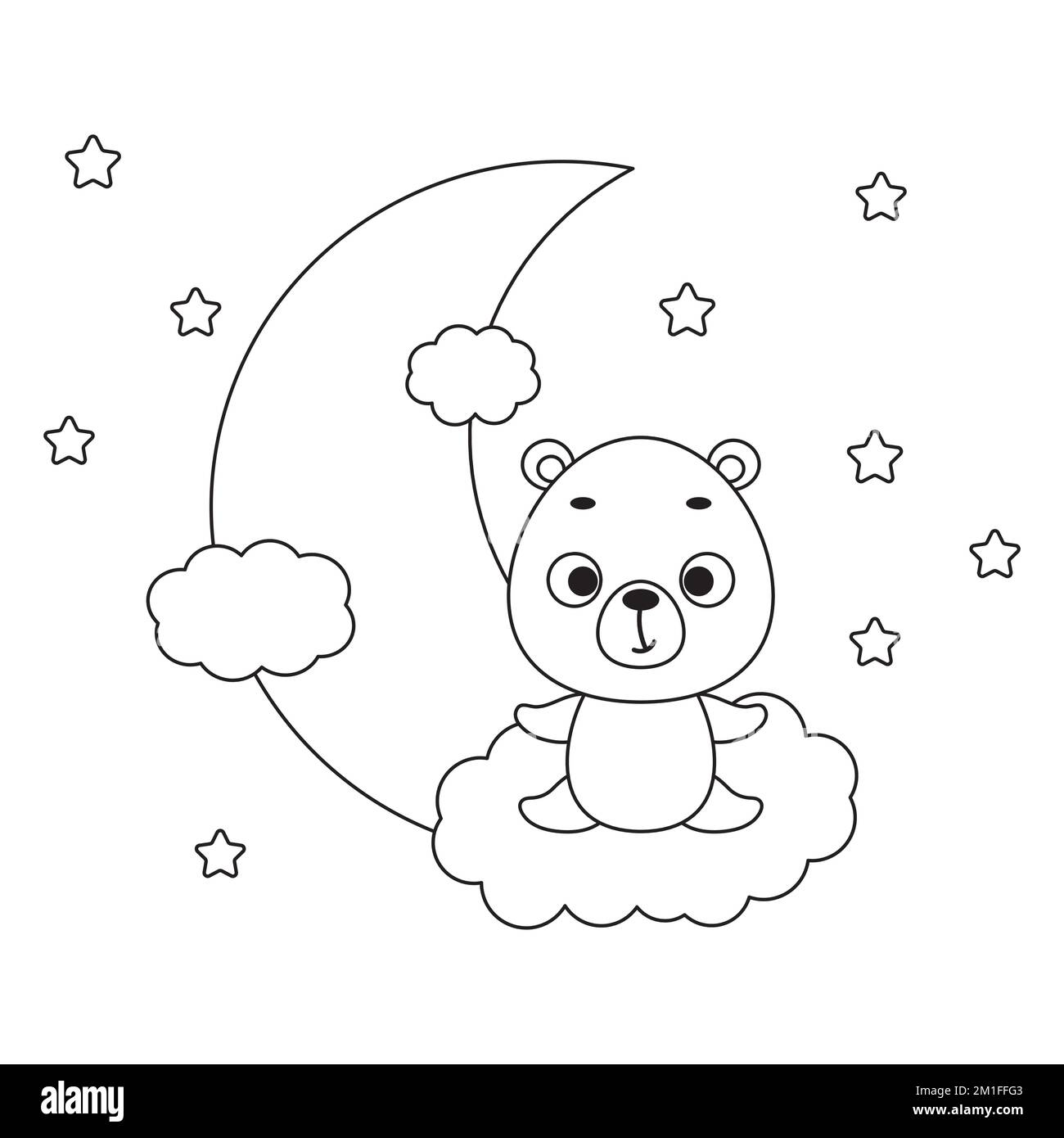 Colorazione pagina carino piccolo orso seduta su nuvola. Libro da colorare  per bambini. Attività educativa per bambini e bambini in età prescolare con  animali carini Immagine e Vettoriale - Alamy