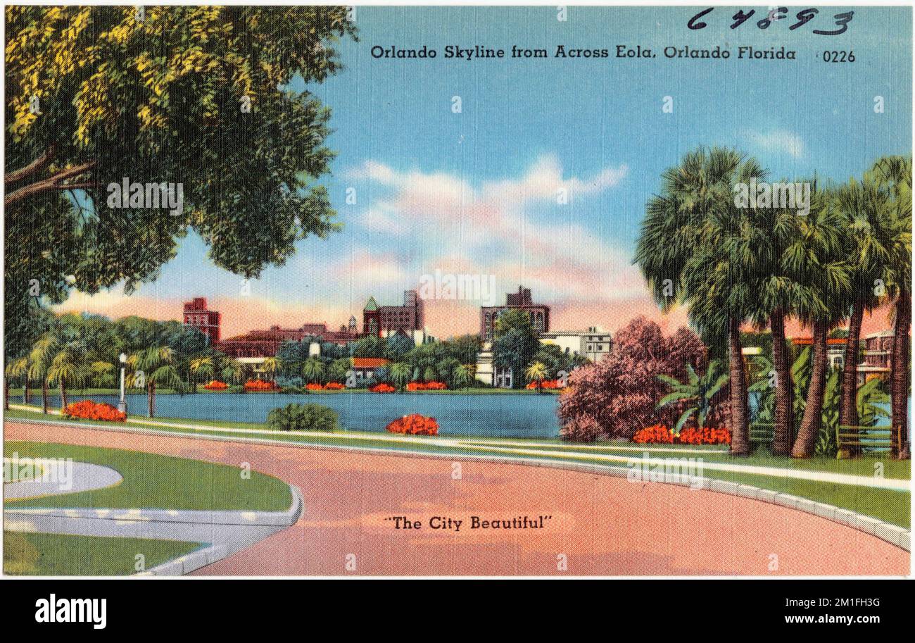 Skyline di Orlando da Eola, Orlando, Florida, 'The city beautiful', Cities & Cities, Tichnor Brothers Collection, cartoline degli Stati Uniti Foto Stock