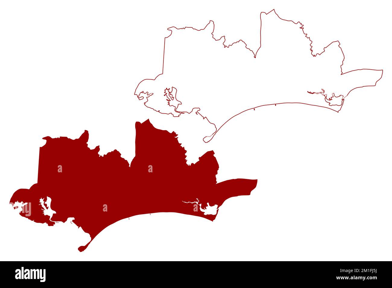 Area di autorità unitaria di Bournemouth, Christchurch e Poole (Regno Unito di Gran Bretagna e Irlanda del Nord, contea cerimoniale Dorset, Dorsets Illustrazione Vettoriale