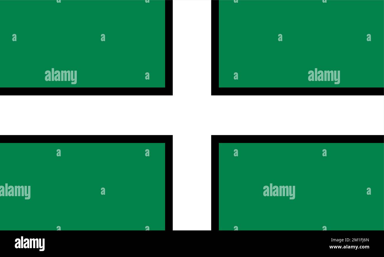 Bandiera del Devon o contea coloniale del Devonshire (Inghilterra, Regno Unito di Gran Bretagna e Irlanda del Nord, regno unito) St Petroc's Cross, Illustrazione Vettoriale
