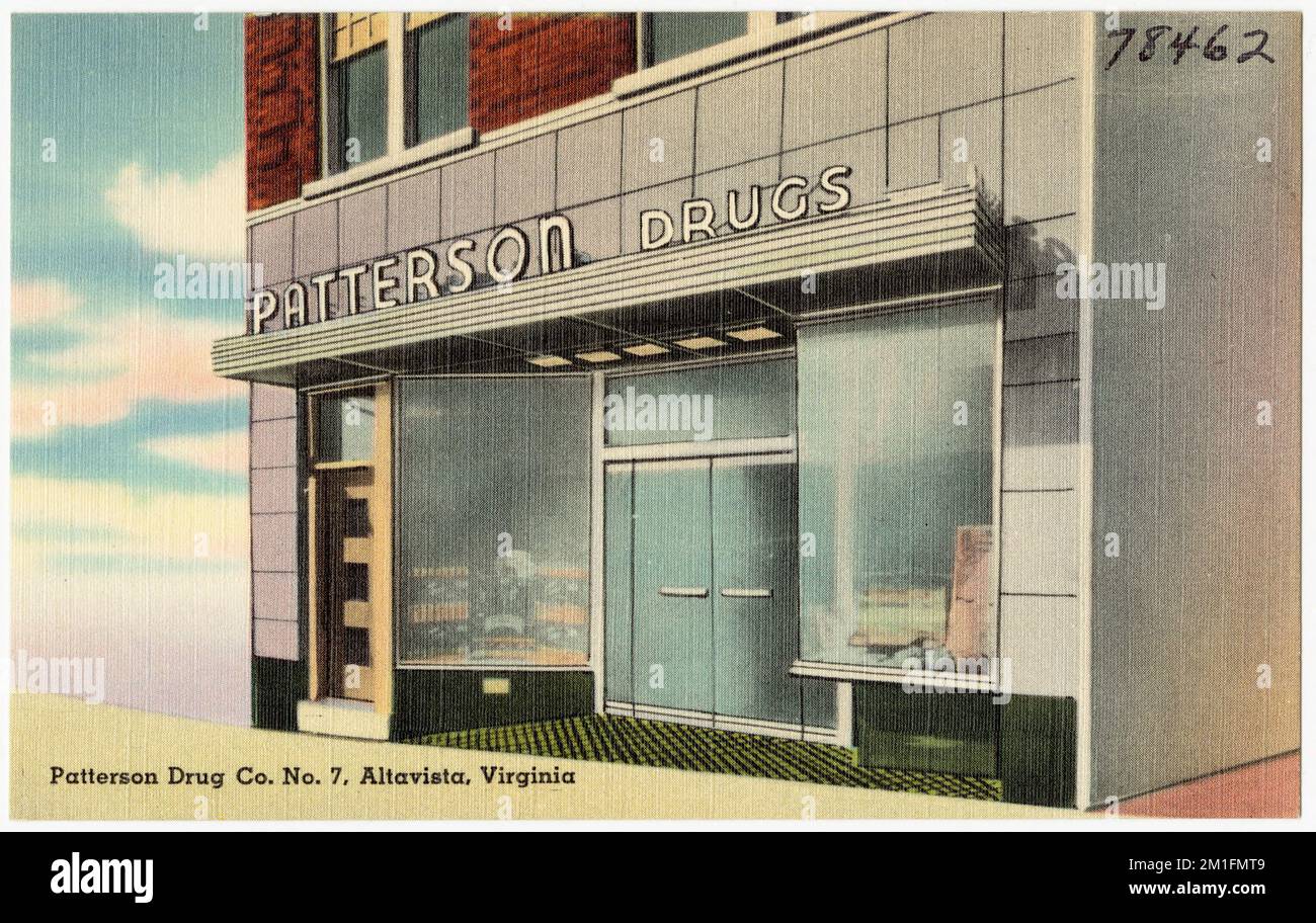 Patterson Drug Co.. 7, Altavista, Virginia , Tichnor Brothers Collection, cartoline degli Stati Uniti Foto Stock