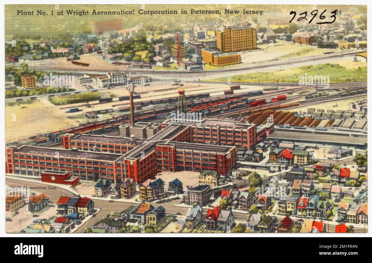 N. impianto 1 di Wright Aeronautical Corporation a Paterson, New Jersey , Industrial facilities, Tichnor Brothers Collection, cartoline degli Stati Uniti Foto Stock