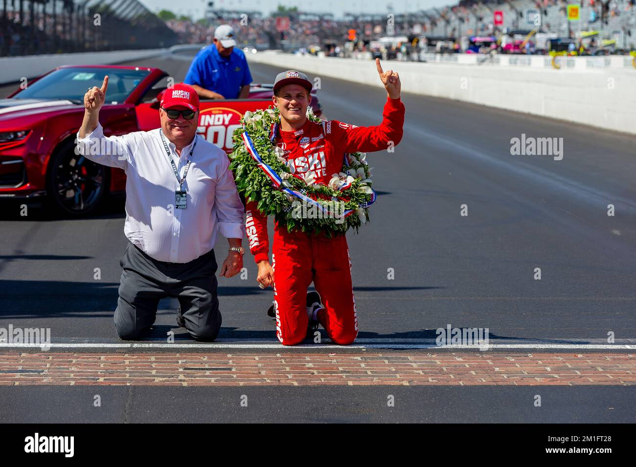 MARCUS ERICSSON (8) di Kumla, Svezia vince la Indianapolis 500 al circuito di Indianapolis a Indianapolis, MI, USA. Foto Stock