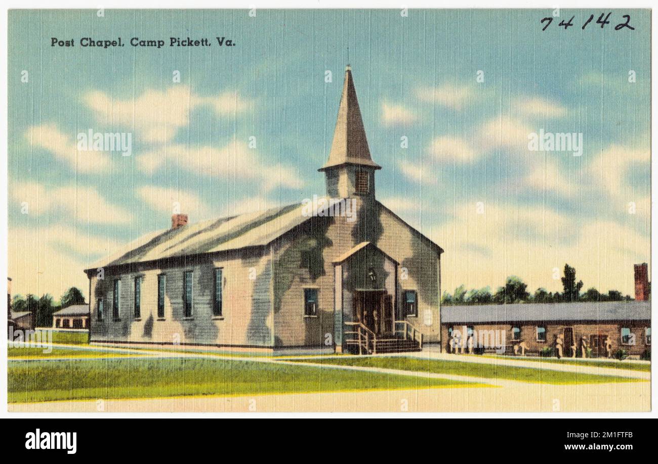 Post Chapel, Camp Pickett, Virginia , Strutture militari, strutture religiose, Tichnor Brothers Collection, cartoline degli Stati Uniti Foto Stock