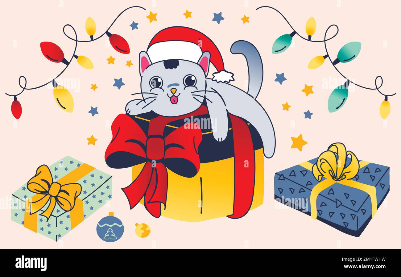 Clipart Gatto Di Natale Cat Puppy Kitten Santa Claus Dog, Gatto Di